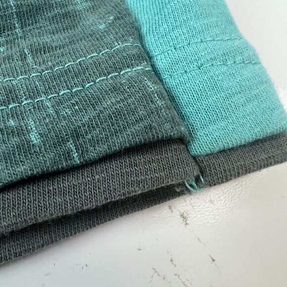 Guess‎ Denim Henley T-Shirt Men's Teal knit Short Sleeve Palm Trees LA Sz L - Picture 3 of 14